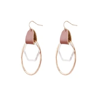 hammered metallic circle alloy dangle drop earrings hexagon oval drops earrings jewelry manufacturer wholesale supplier