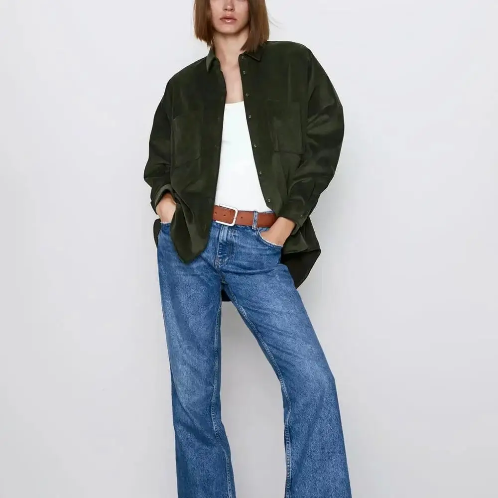 ZA 2020 новая весенняя женская Вельветовая рубашка базовое стильное пальто верхняя одежда модная повседневная