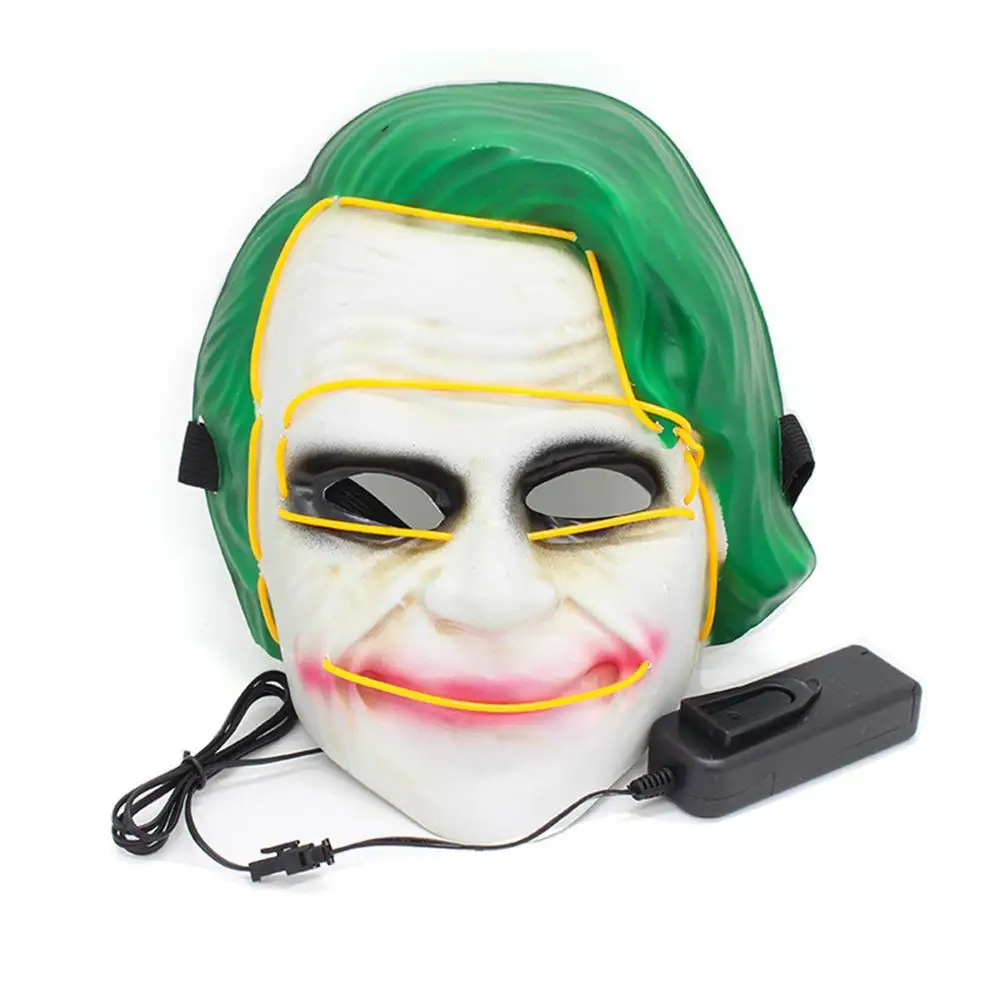 Клоун на Хэллоуин Джокер маска тыквы Хит Леджер светодиодной вспышкой жуткий