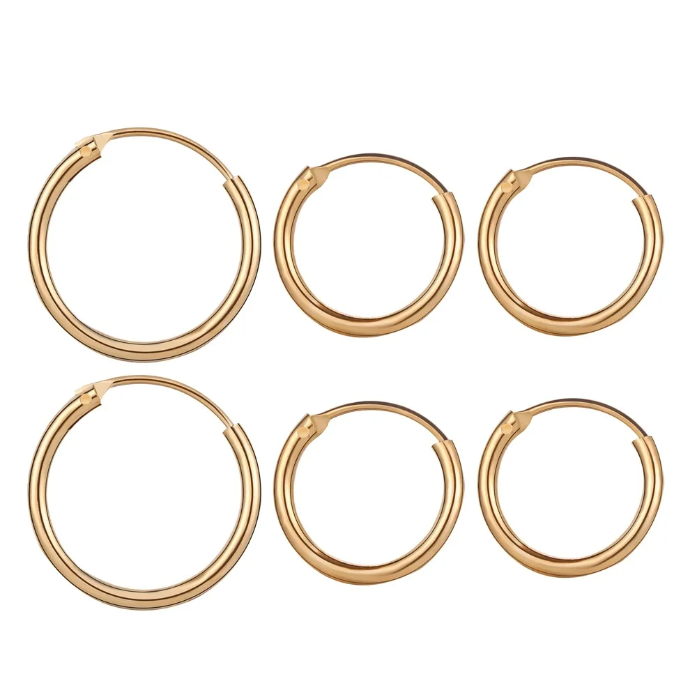 

3 Pair/Set Fashion Women Girl Simple Round Circle Small Ear Stud Earring Punk Hip-hop Earrings Accessories Jewelry 3 Size