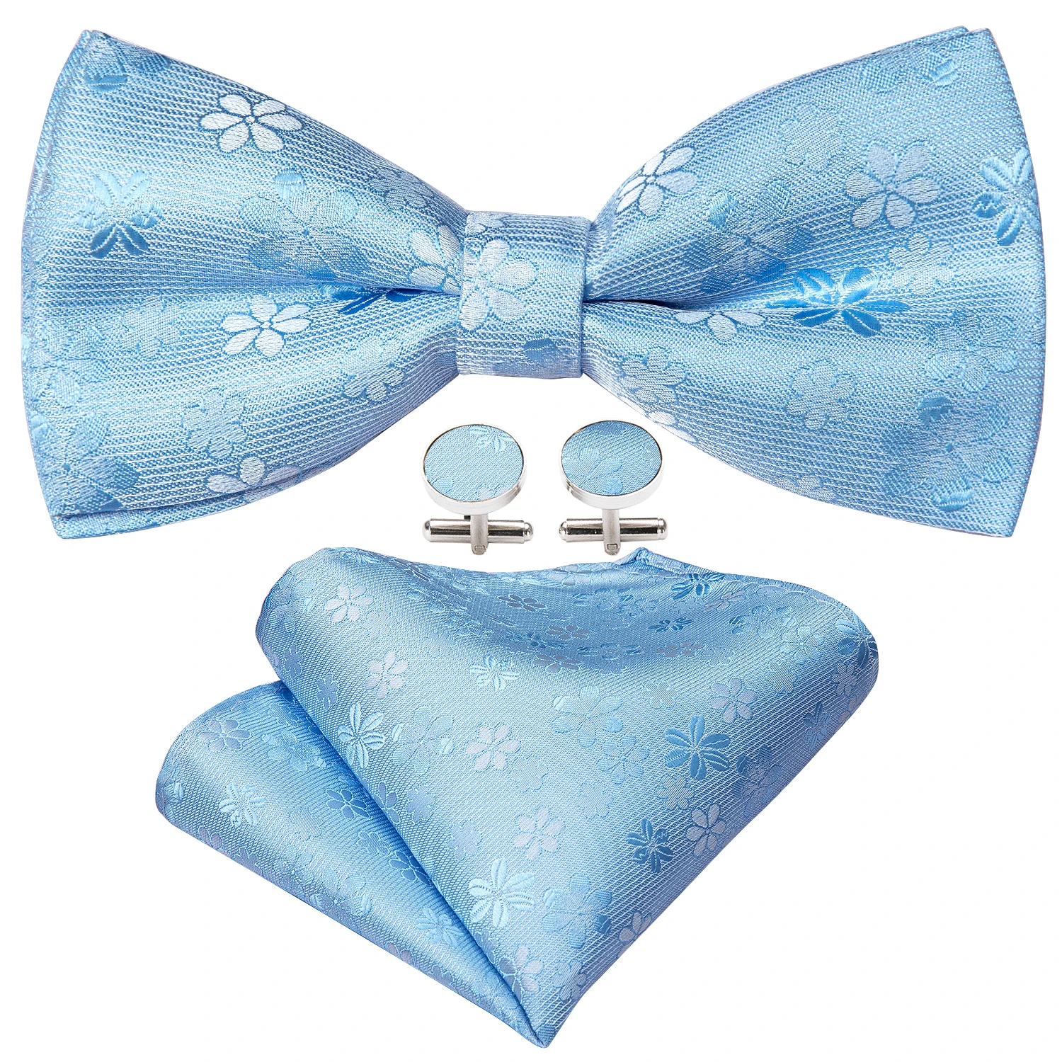 Модный Синий Шелковый мужской галстук бабочка цветочный Бант карманные