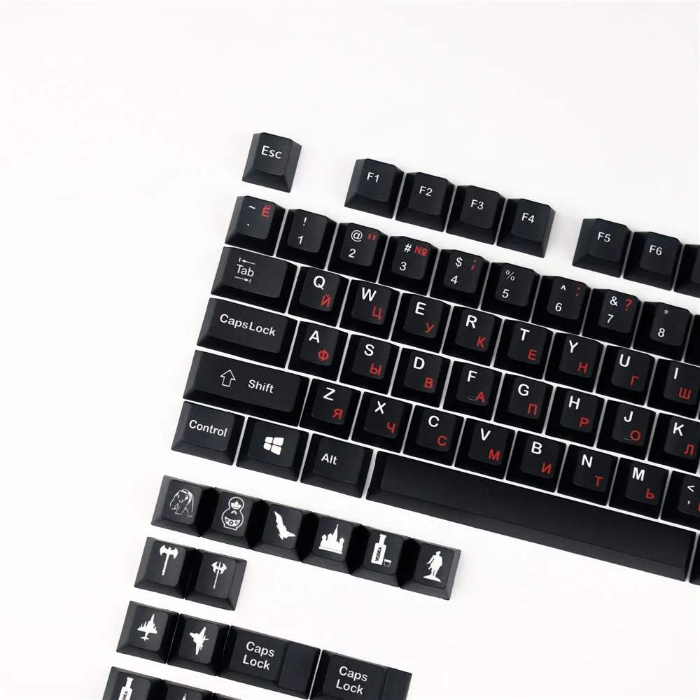 120 Keys Dark Mechanical Keyboard Keycaps Russian Root PBT Material Cherry Profile For Game Mechanical Keyboard Cherry Gateron