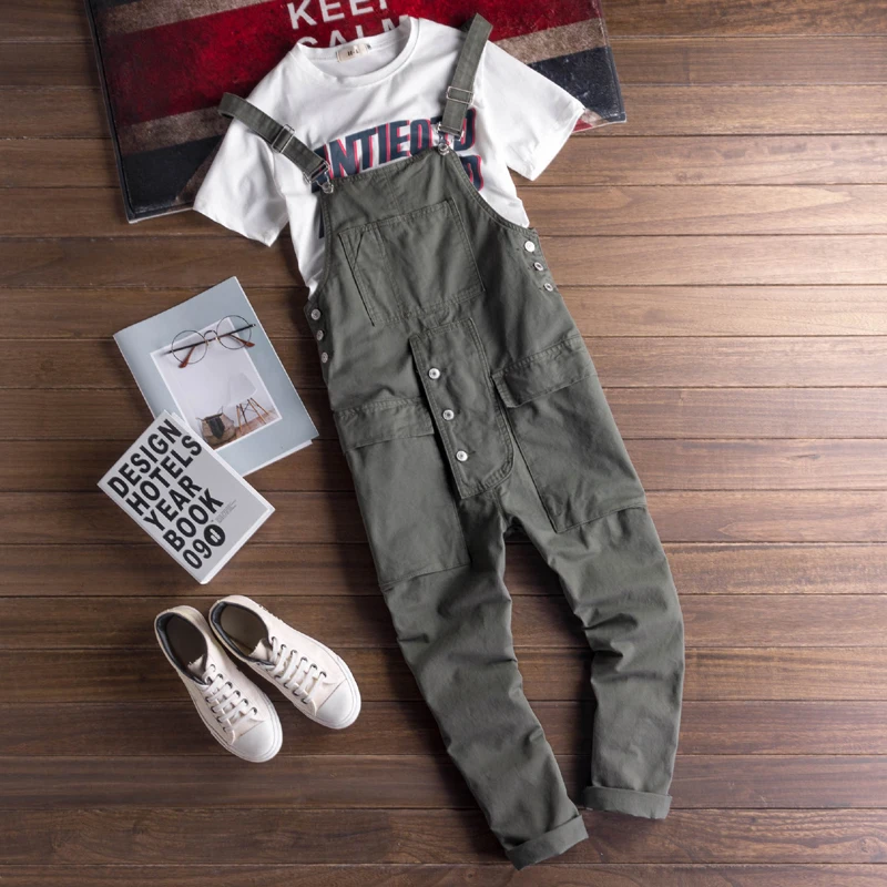 Джинсовый комбинезон мужской свободного покроя Модный повседневный в стиле хип