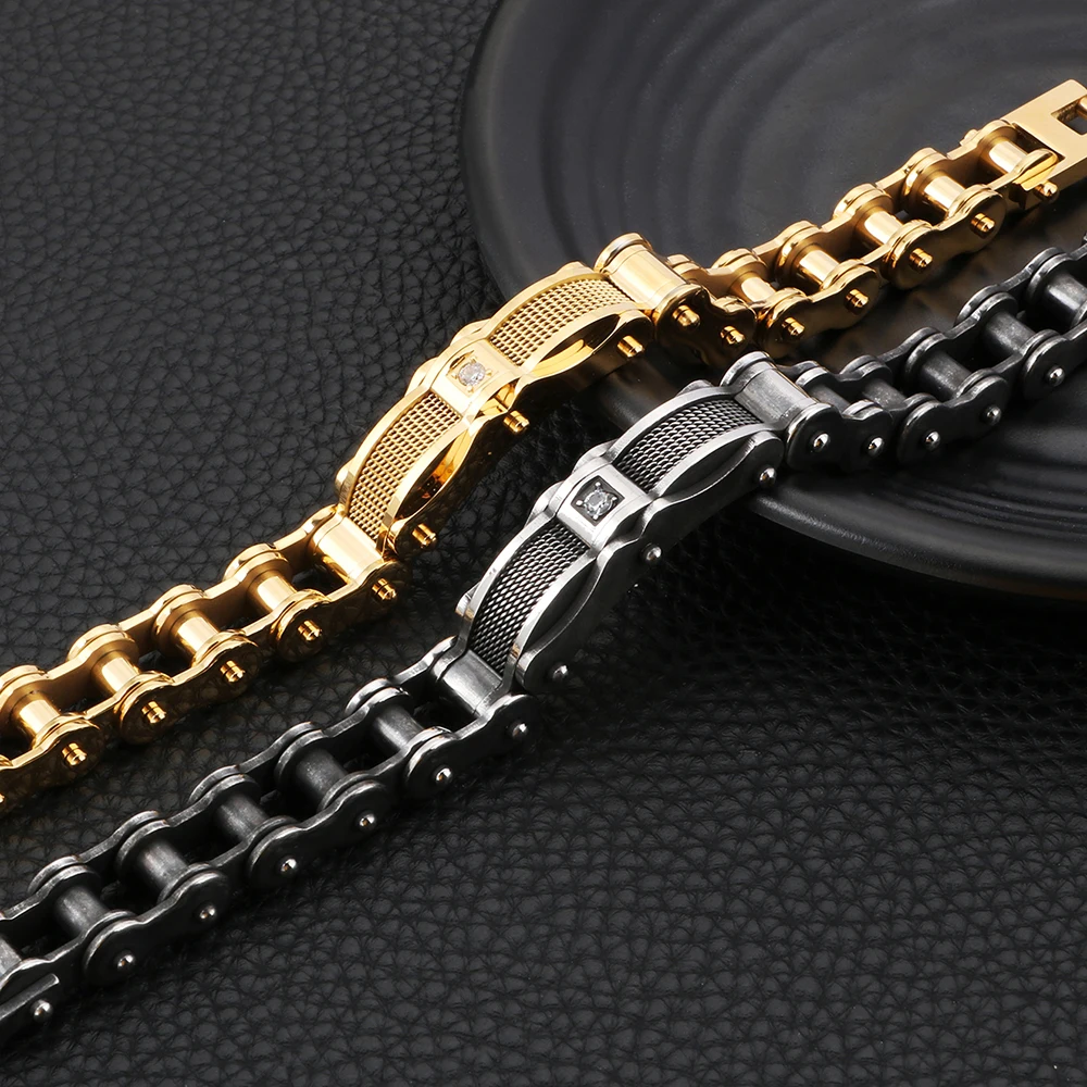 Браслет-цепочка мужской из нержавеющей стали шириной 15 мм для мотоцикла и