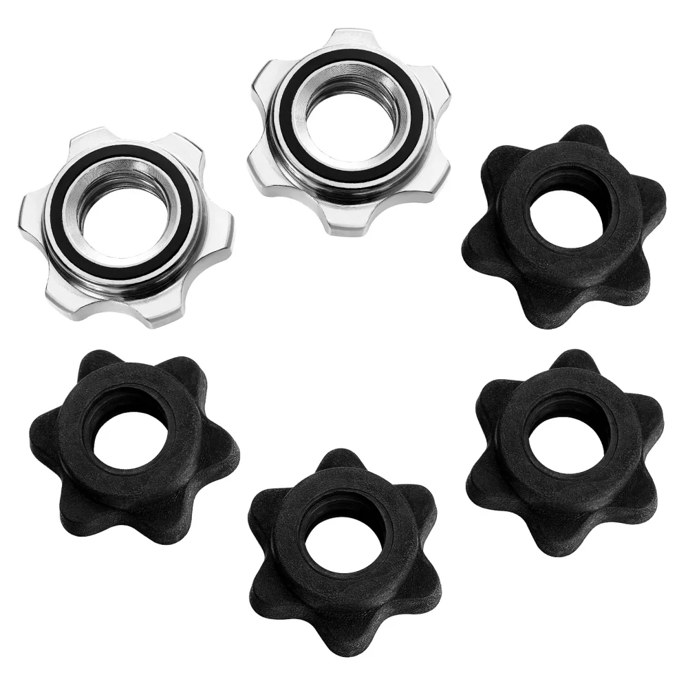 

WINOMO 6pcs Anti-Slip Spinlock Dumbbell Nuts Dumbbell Replacement Accessories for 1 Inch Standard Barbell Bars
