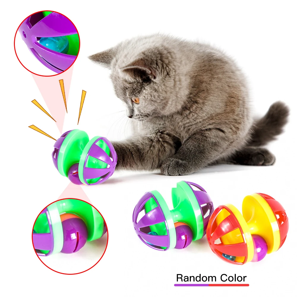 Interactive Cat Toy Ball Pet Supplies Training Play Chewing EVA Rainbow Stick Wand With Small Bell Mouse Entertain |