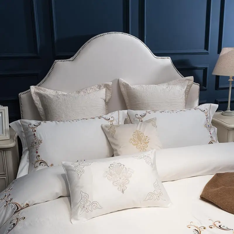 

4/6/8Pcs luxury Egypt Cotton Classical art Bedding Set Color embroidery Duvet cover set Bed Sheet Pillowcases Queen King size