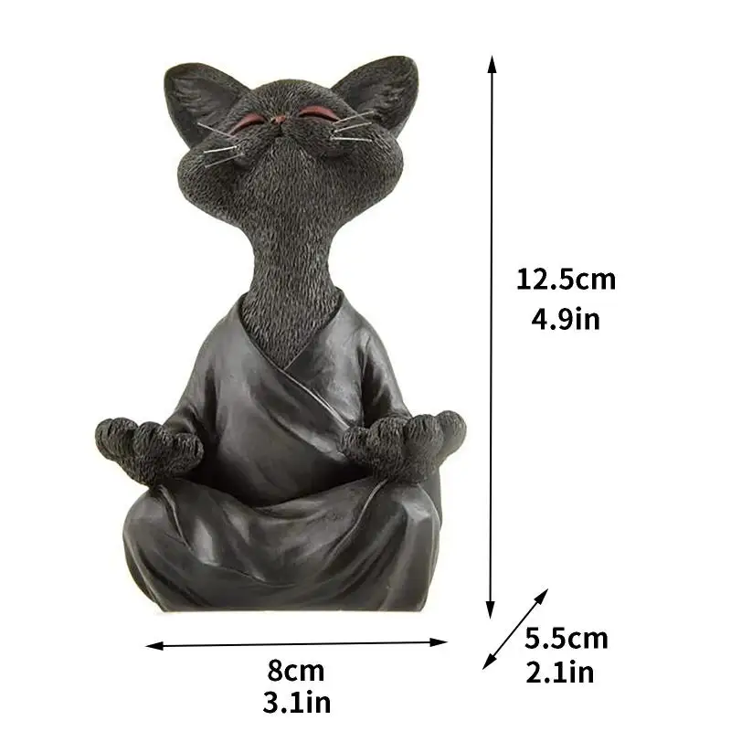

Whimsical Black Buddha Cat Figurine Meditation Yoga Collectible Happy Cat Decor Art Sculptures Outdoor Garden Statues Ornament