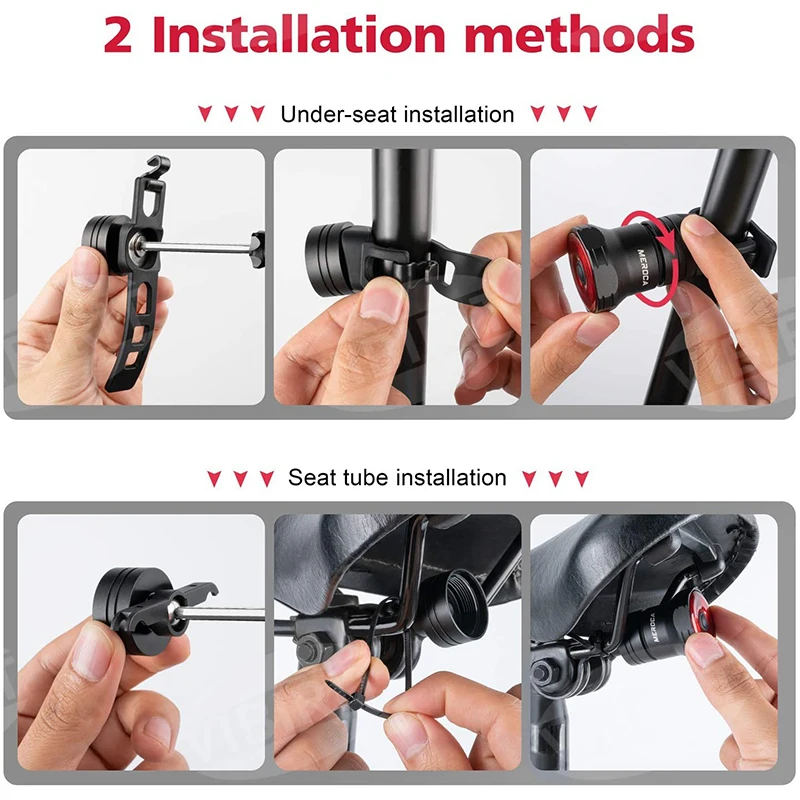 

USB Rechargeable LED Bicycle Tail Light Smart Bicycle Tail Light, Bicycle Light, 6 Lighting Mode Options (including USB Cable)