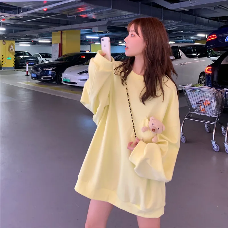 

Cartoon Bear Kawaii Streetwear Teens Girls Sweatshirt Women Long Sleeve Harajuku Autumn Oversize Tops Casual Korean Streetwear
