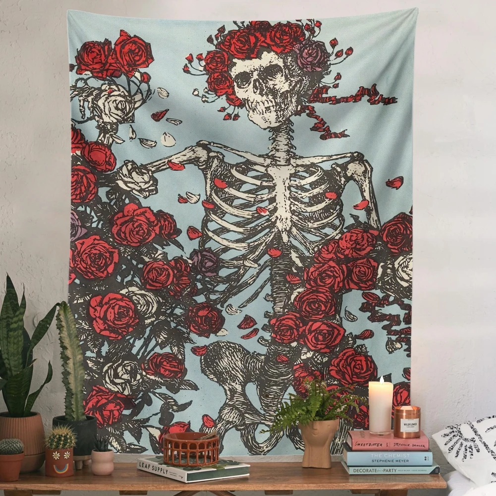 Настенный гобелен в виде черепа розы украшение для спальни гостиной | Дом и сад