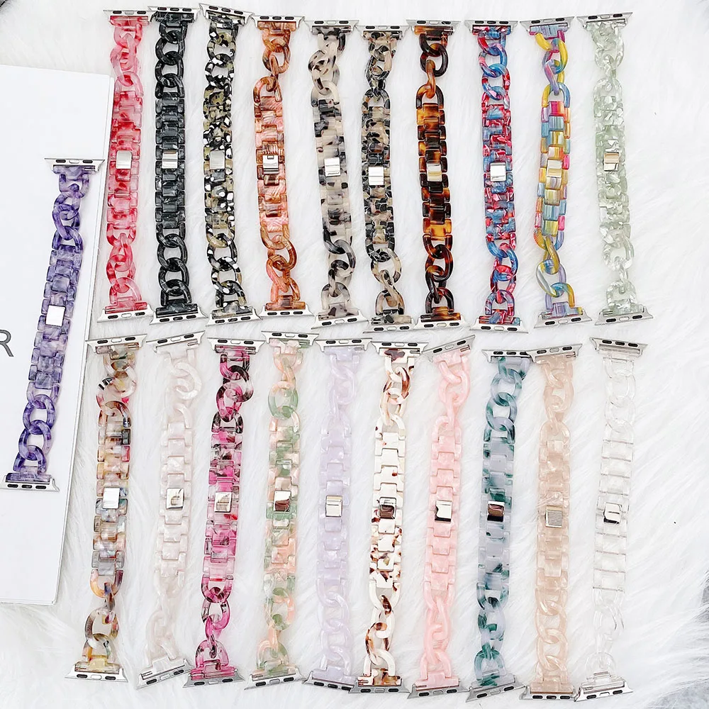 

Fashion Resin Cowboy Chain Strap for Apple Watch SE Band Series 6 5 4 3 Lightweight Bracelet 40mm 44mm 38mm 42mm for iWatch Belt