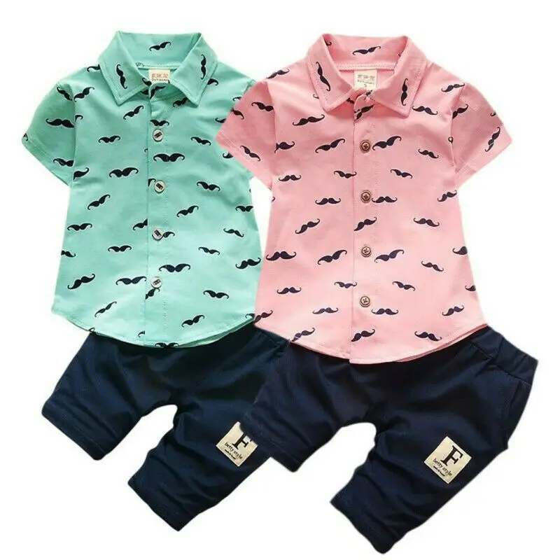 

2019 Newborn Toddler Baby Boy Summer Gentleman Clothes Set Pants+Shirt Tops Outfit