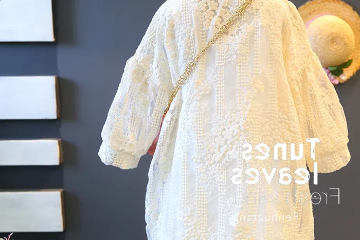 Комплект из 2 предметов для девочек белое кружевное платье с длинным рукавом +