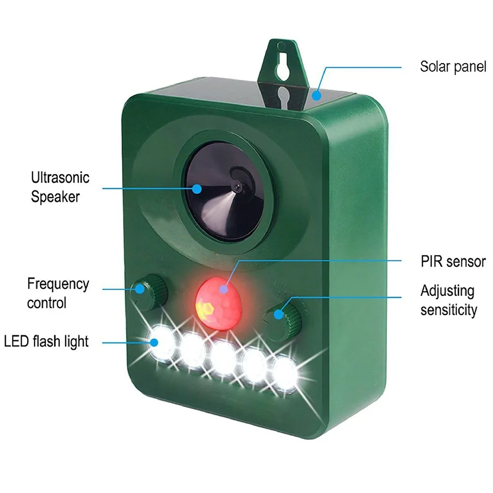 

Garden Ultrasonic Animal Pest Repeller Outdoor Solar Powered Animal Repeller Waterproof Motion Sensor Cat Dog Rabbits Raccoons