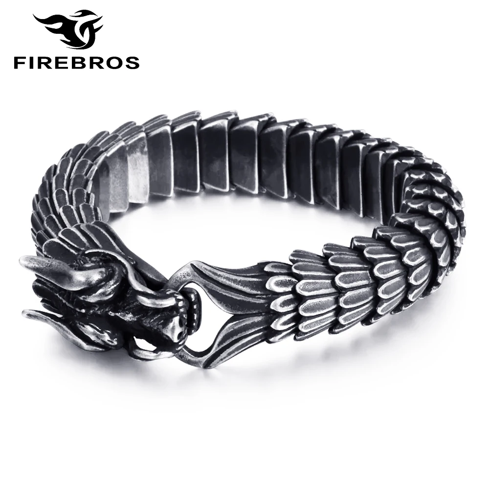 Браслет FIREBROS мужской из нержавеющей стали 316L массивное Ювелирное Украшение с