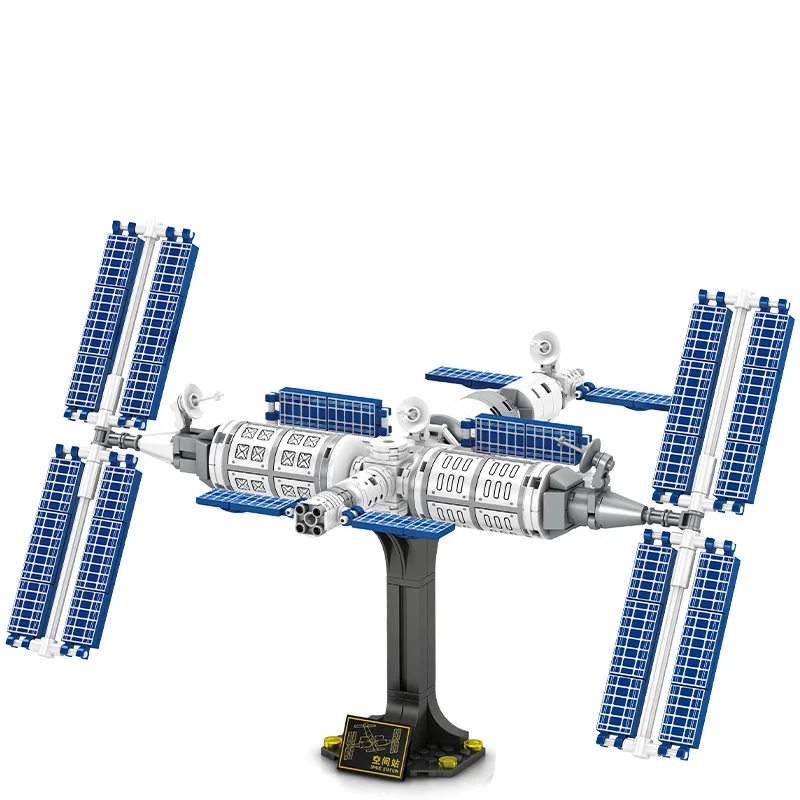 

371Pcs Manned Space Station with Stand Block DIY Spacecraft Building Brick Toys For Boys Kids Gift
