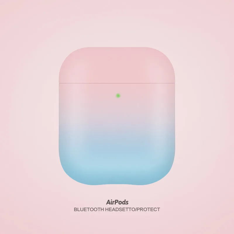 1 Для AirPods чехол градиентный Радужный цвет защитный жесткий чехол Bluetooth беспроводные наушники чехол для Air pods 2 Чехол fundas - Цвет: 1