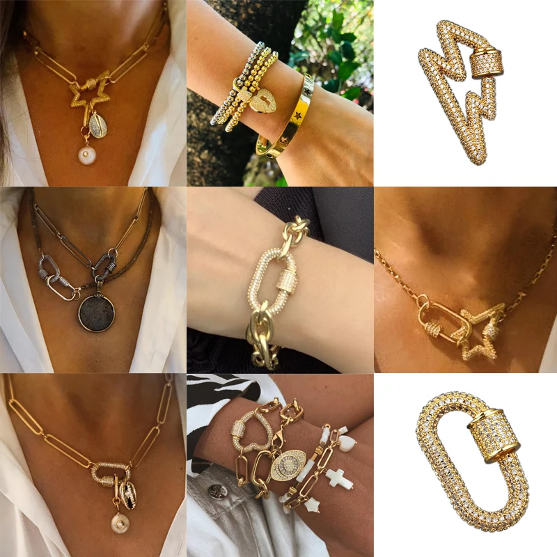 Креативные циркониевые геометрические карабины MINHIN, аксессуары ручной работы для изготовления ювелирных изделий в стиле панк, оптовая продажа