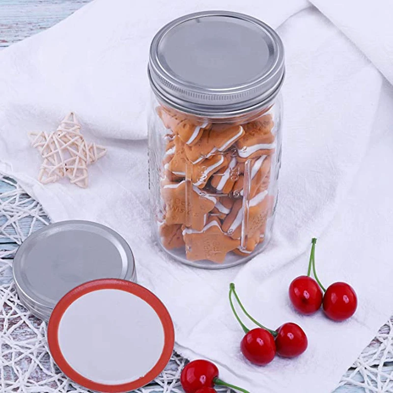 

36Pcs Mouth Mason Jar Split-Type Lids with Silicone Seals Rings Mason Storage Solid Caps for Food Jars(Not Include Band)