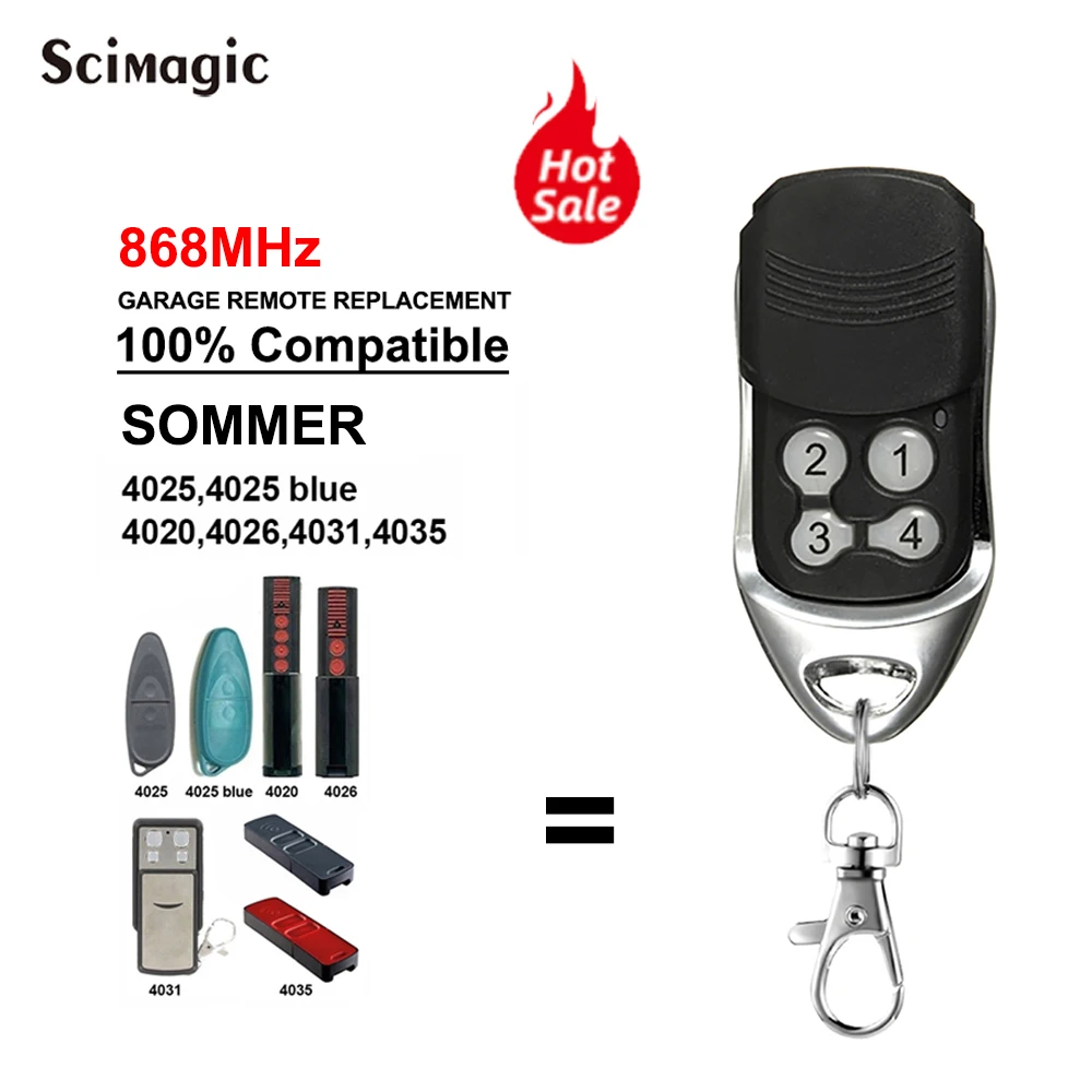 

868 MHz SOMMER Garage Door Remote Control Compatible 4020 4026 4025 4020 4011 4021 4031 TX03-868-4 TX03-868-2 868.35MHz Newest