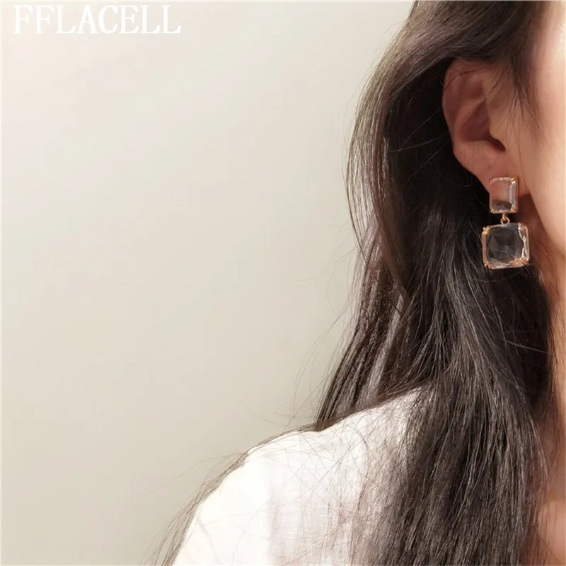 Серьги-подвески FFLACELL в Корейском стиле женские модные прозрачные Роскошные