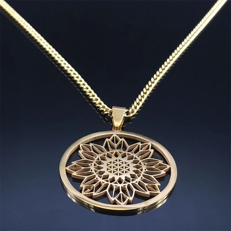 Женское Ожерелье с подсолнухом ожерелье из нержавеющей стали 2023 золотого цвета