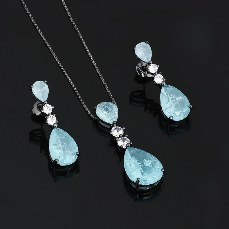 Женские серьги гвоздики в форме капли Newranos синие вечерние Ювелирные наборы с