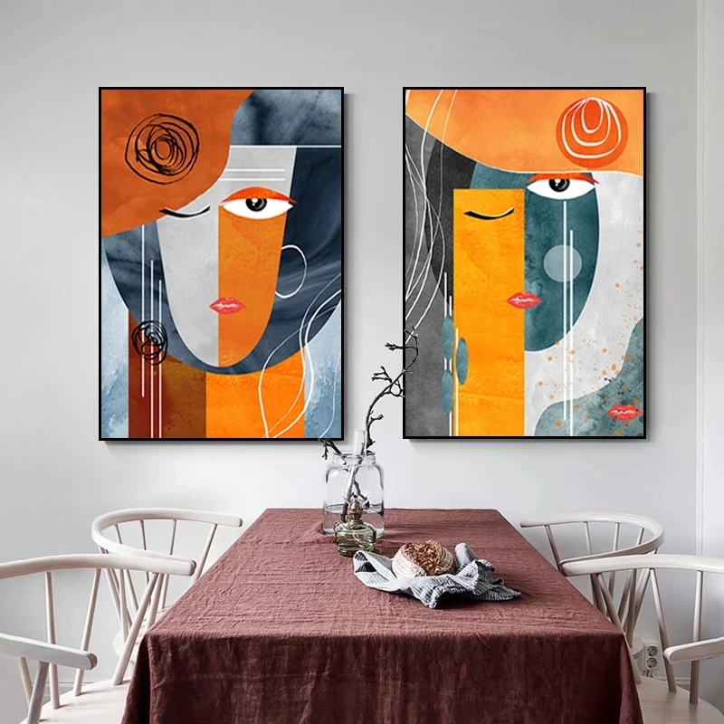 

Geometric Wall Art Abstract Face Canvas Painting Nordic Home Decor Posters Prints Modern Living Room Unique Decoration Pictures