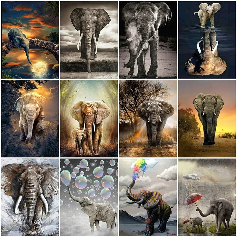 

5D DIY Diamond Mosaic Elephant Picture Of Rhinestone Diamond Painting Animal Cross Stitch Kits Embroidery Decor For Home