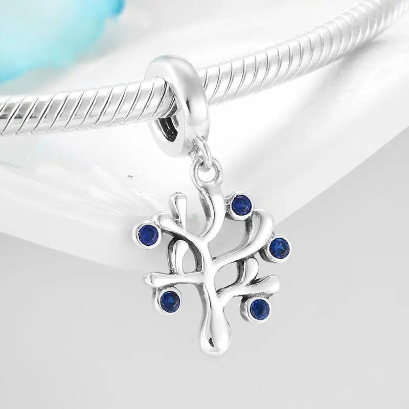 Любовь Семья Древо жизни 925 пробы серебро сверкающими камнями прекрасные бусины