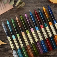 5 pcs high capacity straight liquid gel pen ds 904 quick dry vintage colour ink 10 colors set 0 5mm needle shaped nib handbook