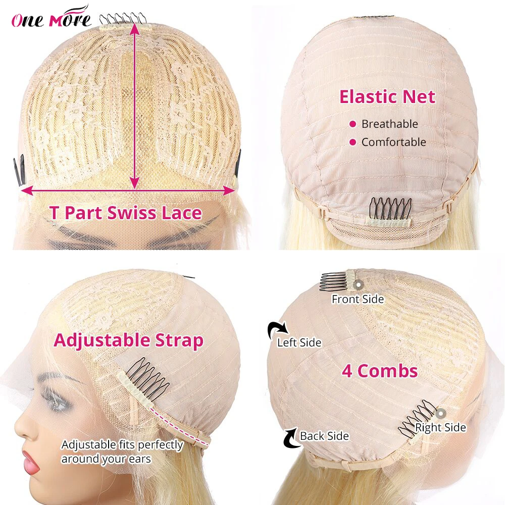 

T1B 613 Blonde Bob Wig Dark Roots Ombre Human Hair Wig Brazilian Straight Bob Wig Lace Part Wig 150 Density Remy Wig 8-14 Inch