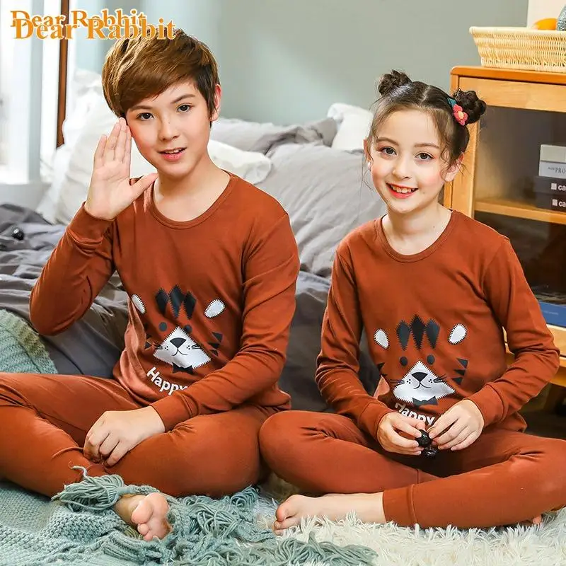 

Girls Sleepwear autumn Winter Cotton Pajamas Sets Children Homewear for Boy Pyjamas Kids Nightwear 9-19Y Teenage Pijamas Clothes