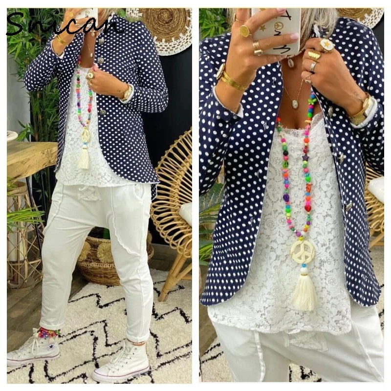 Женская куртка с принтом в горошек летние пальто длинным рукавом базовые куртки