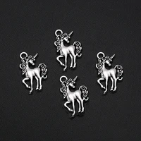 10pcslots 15x23mm antique silver plated unicorn fairy tale charms horse animals pendants creative jewelry making parts handmade