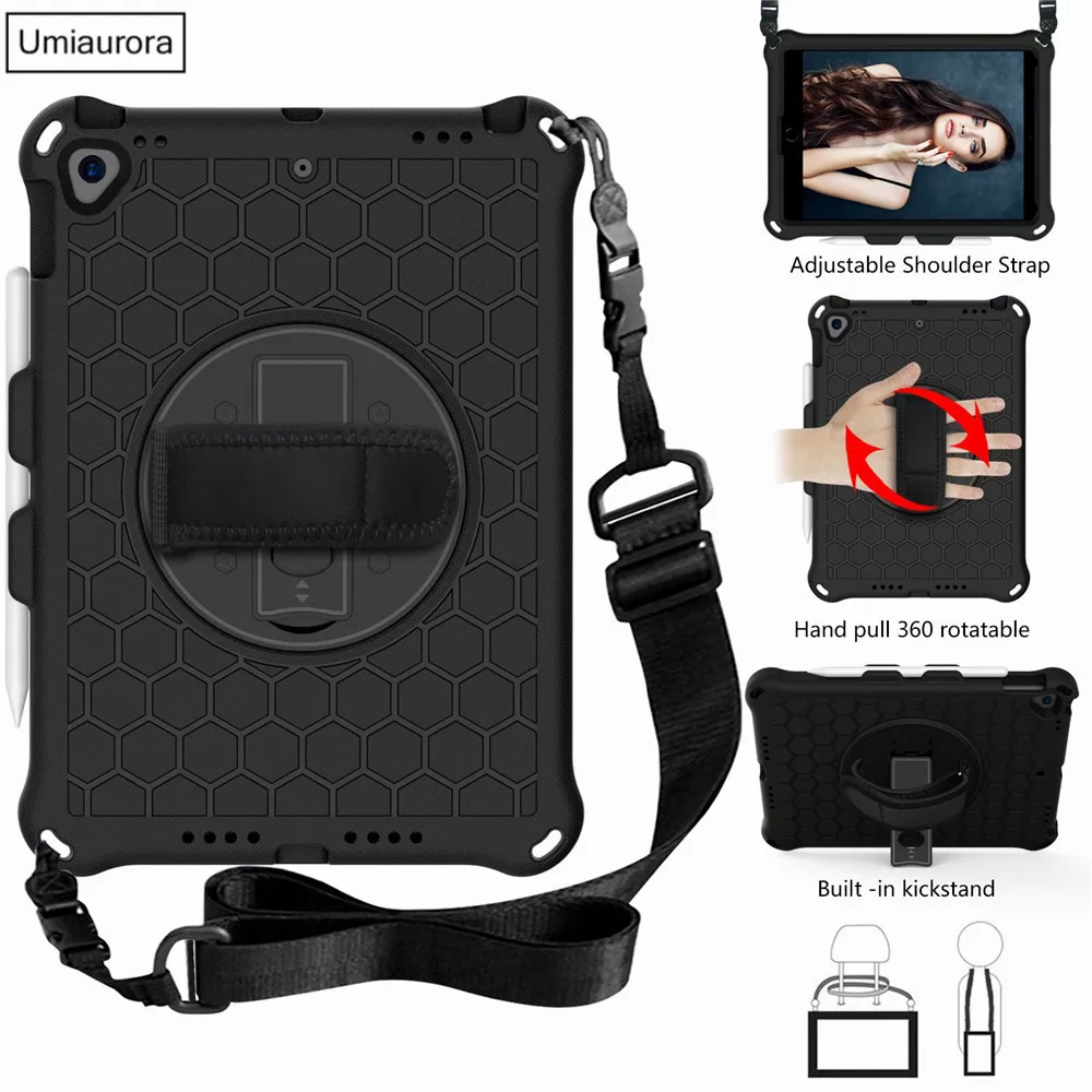 360 Rotate Hand Strap Case For IPad Mini 5 6 Air 2 3 4 10.9 9.7 2018 7th 8th 9th Gen 10.2 2021 Pro 11 Kids Eva Shockproof Cover