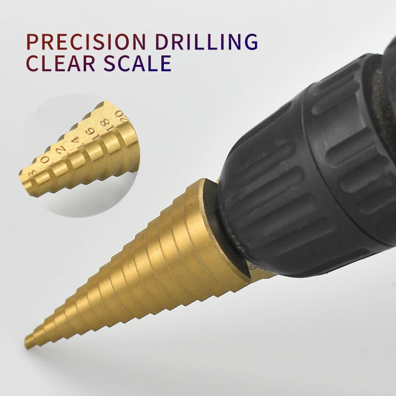 Набор ступенчатых сверл быстрорежущая сталь с титановым покрытием 4 12 мм/4 20 мм