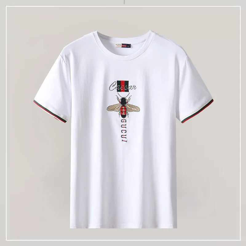 

Men's 2021 New Summer Loose T-shirt Embroidery Short Sleeve T-shirt Men's Trend Versatile Top