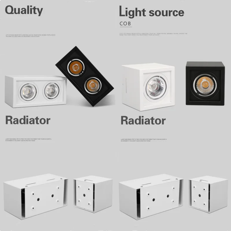 Супер Яркость AC 85 230V площадь поверхностного монтажа светодиодный COB СИД Dimmable вниз