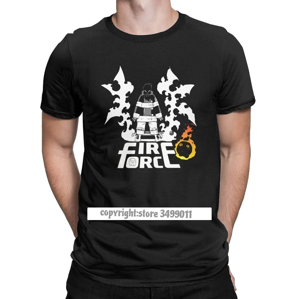 

Novelty Fire Force Tee Shirt Men Pure Cotton Tshirts Firefighter Hero Enen No Shouboutai Anime Tees Clothing
