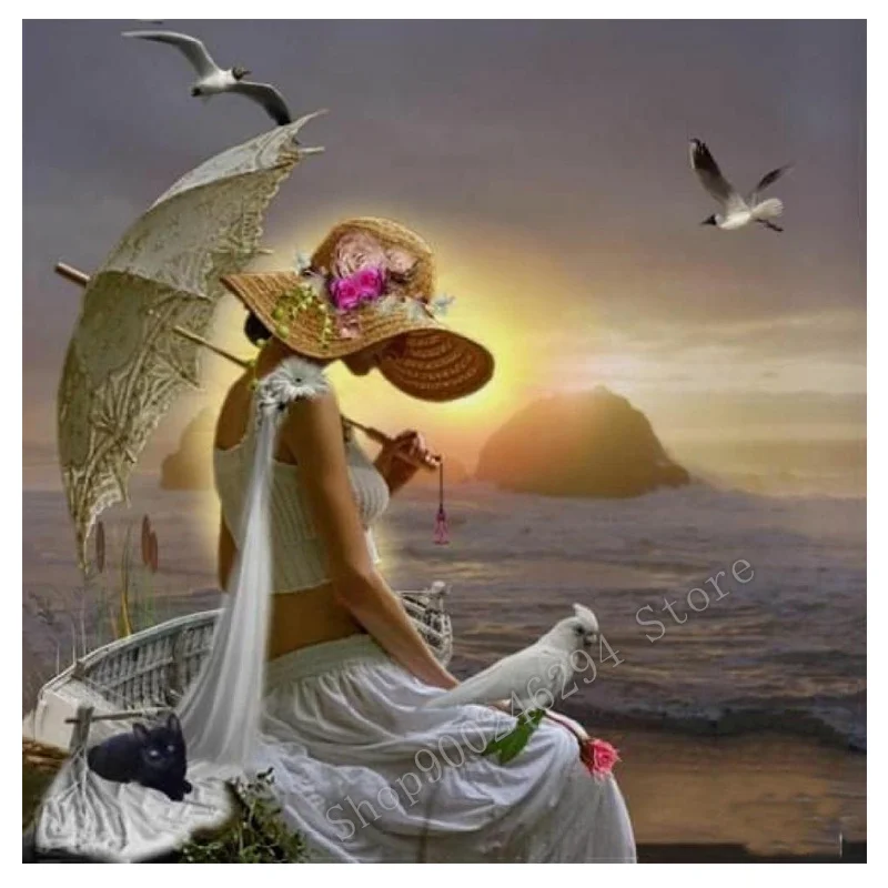 Полная квадратная круглая вышивка 5D сделай сам алмазная живопись соломенная