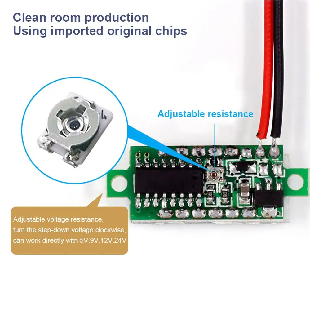 Цифровой мини-Вольтметр постоянного тока 0 28 дюйма два провода 2 5-30 в цифровой