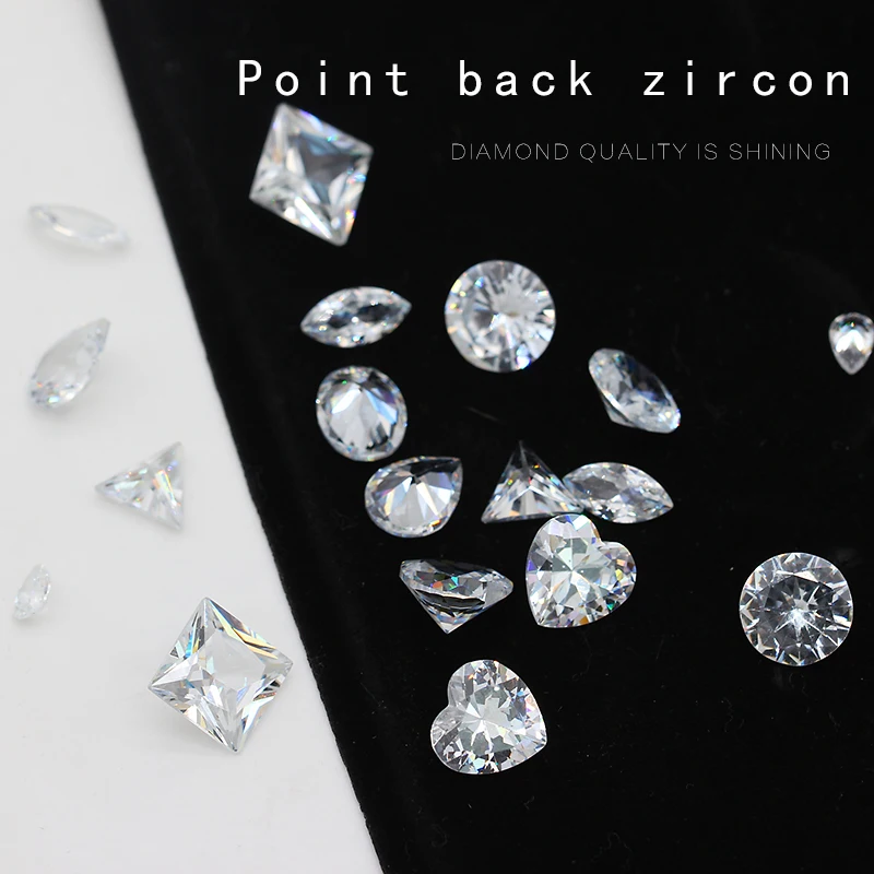 top shiny nature clear white zircon cz cut Gems White True point back rhinestone Nail Art decoration varis shape | Дом и сад
