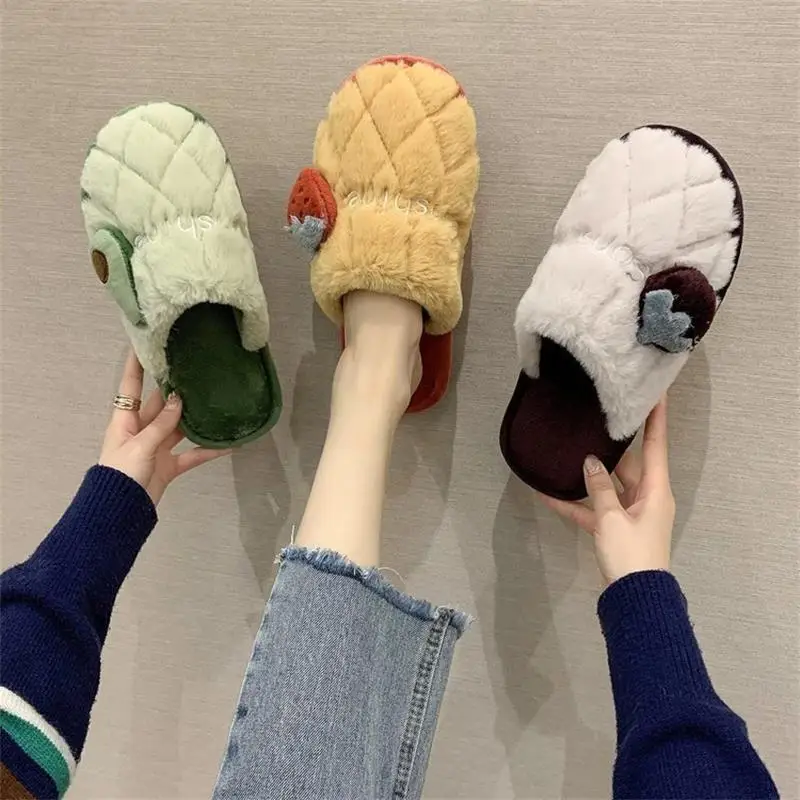 

Fruit Plaid Spring And Autumn Women's Cotton Slippers Soft And Comfortable Deodorizing Inside Without Covering Your Feet