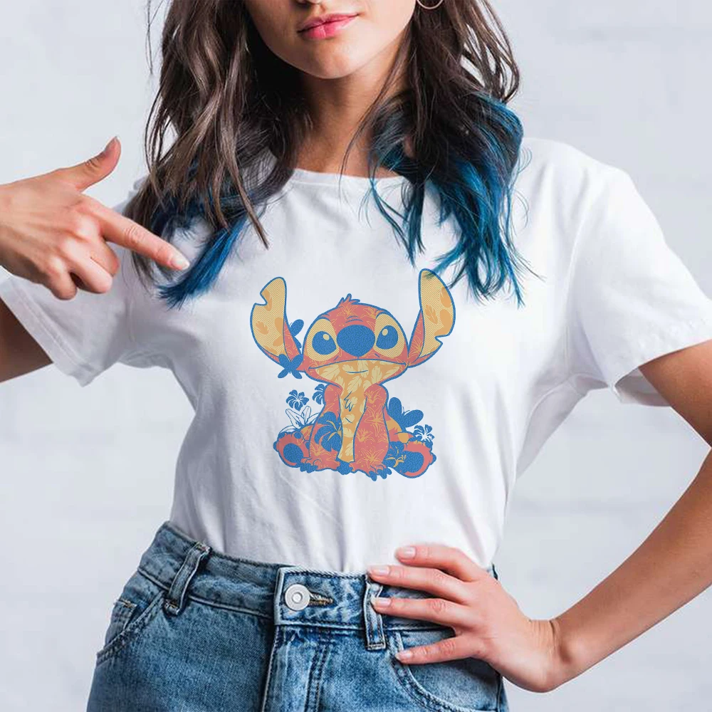 

Funny Creativity Stitch Printing Graphic Disney Fashion Dropship Women T-Shirts Short Sleeve Hot Selling Female T Shirts Comfort