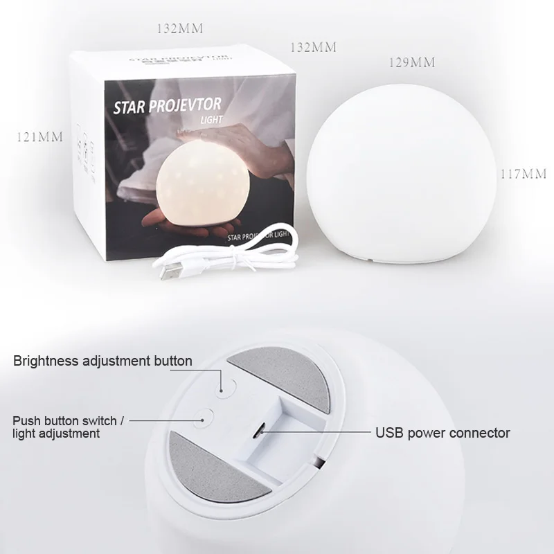 

3 farbe USB Aufladbare Mond stern projektor Lampe Weihnachten urlaub tisch Nacht Licht Decor birne Kreative Schlafzimmer Gesche