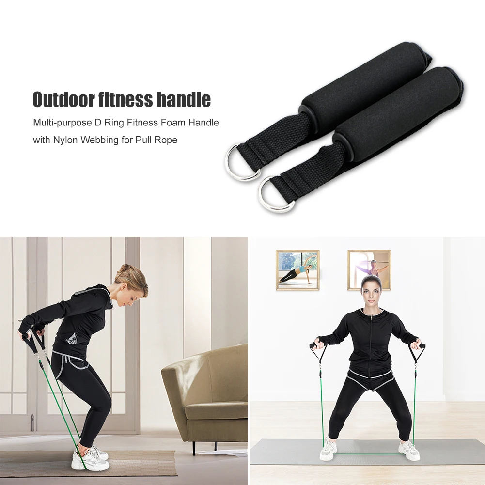 Foam Padded Fitness Handle with Nylon Webbing Effective Multi-purpose D Ring Working-out Accessories for Pull Rope |