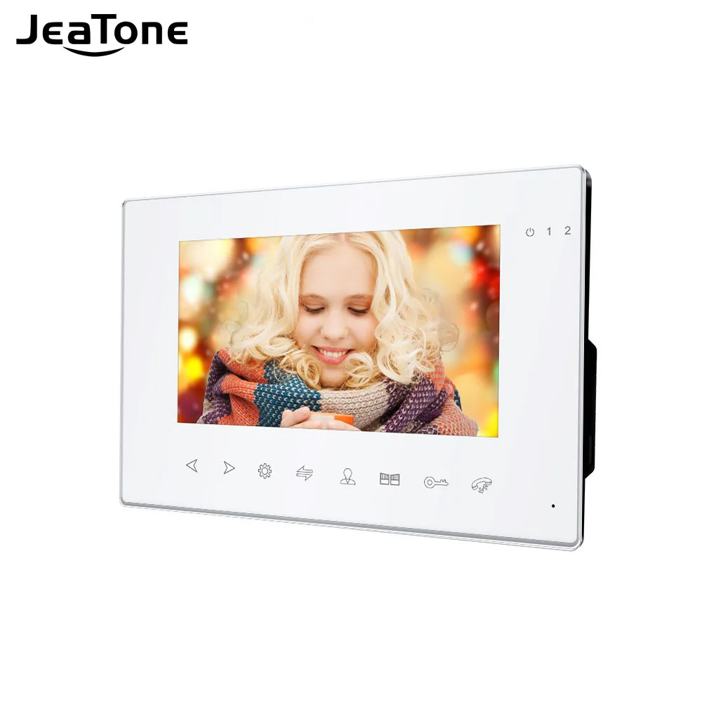 Jeatone 7 inch Video Intercom 720P/AHD Video Door Phone Security System Voice message/Motion Detection (Monitor Only)