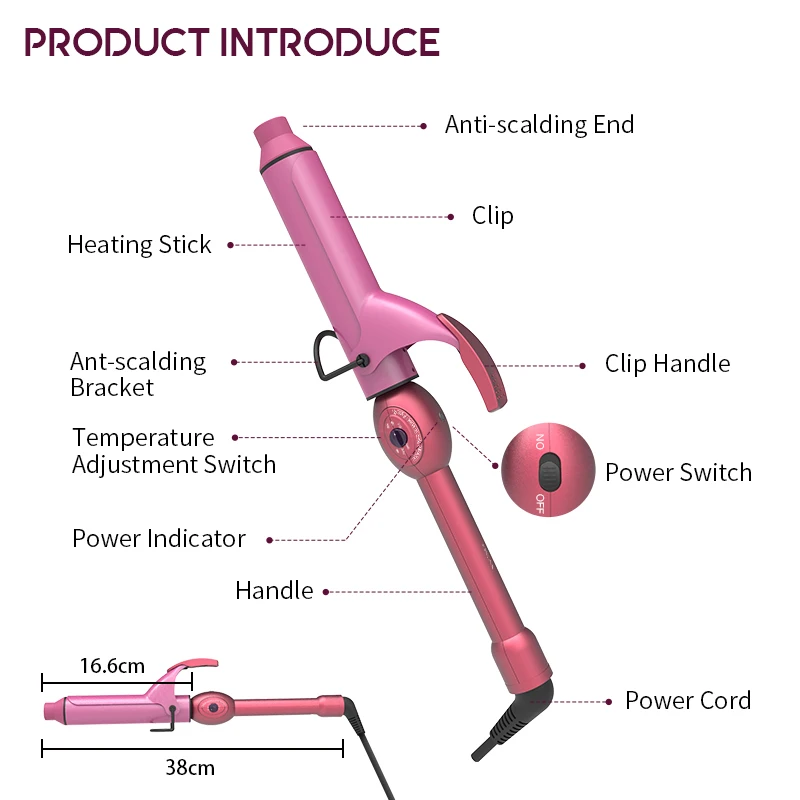 

ANLAN Manual Hair Curler PTC 60S Rapid Heating Level 6 Temperature Hair Waver Curling Iron Curling Hair Fashion Styling Tools